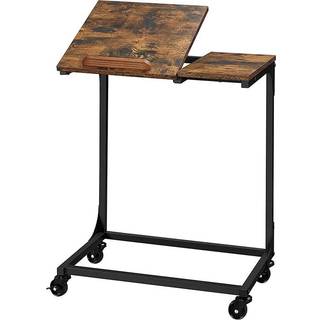 Vasagle sofabord, sidebord med vippetop, stålramme, rustik brun og sort