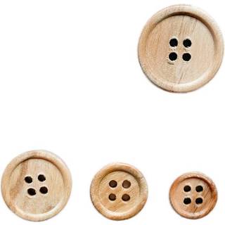 Lys Træ Knap Med 4 Huller - 10 mm.