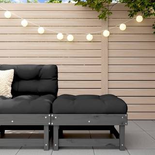 Hjørnemodul Med Hynder Massivt Fyrretræ - Fyrretræ grå / Fodskammel