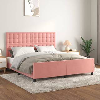 sengeramme med sengegavl 160x200 cm fløjl pink