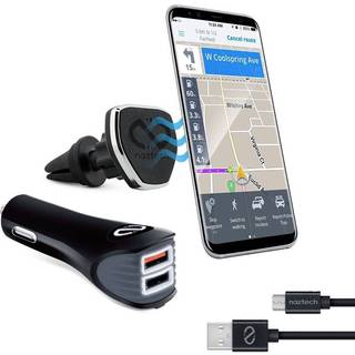 Naztech MagBuddy Car Kit 3 Pack - Mobil- og Tabletholder + Lightningkabel + Biloplader - Sort
