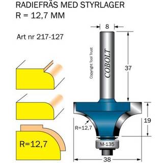 Cobolt HM-afrundingsfræser R=12,7 m kugleleje
