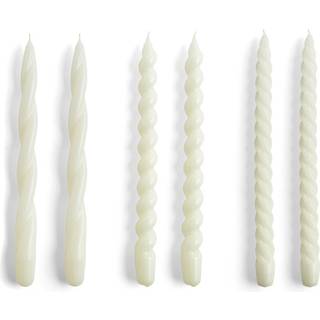 Sæt med 6 lange lys, off-white