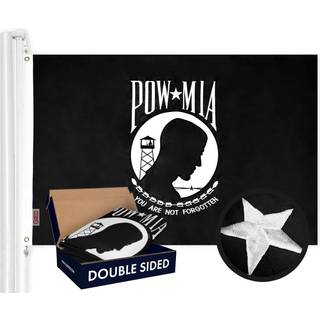 G128 POW MIA FLAG | 3x5 ft | Double Toughweave -serien Dobbeltsidet broderet 210D Polyester | Broderet design indend?rs/udend?rs messing grommets