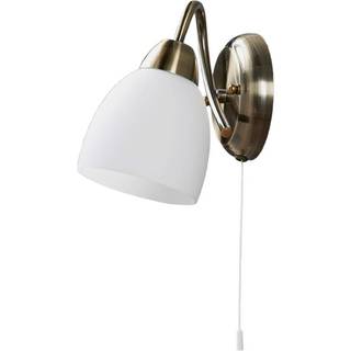 Lindby væglampe Mael, højde 20 cm, antik messing, trækkontakt