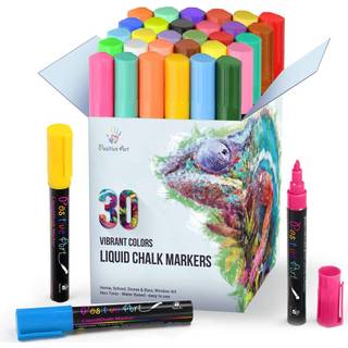 Positive Art Liquid Kridtmark?rer 30 farver Vinduesmark?rer Lyse farver Maleri og tegning til b?rn og voksne Vaskbart vindue og br?tkunst til bis