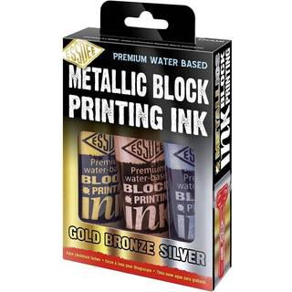 Essdee Block Printing Ink 3 Pack (Metallic Gold Silver Bronze) 100 ml x 3