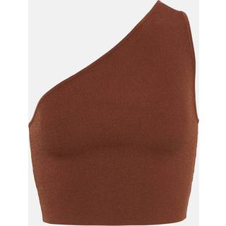 Staud Lexi ribbed-knit cropped top - brown - XL