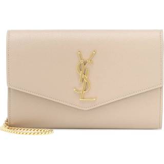 Saint Laurent Uptown leather wallet on chain - beige - One Size
