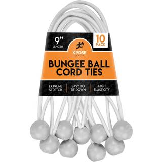Xpose Safety Bungee Ball Cords 9 """" 10 Pack Heavy Duty White Stretch Rope med kugleb?nd til baldakiner Tarps Walls Kabelorganisation