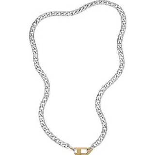 Diesel DX1343040 Stainless Steel and Gold Tone IP Logo Necklace - A9214