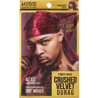 Kiss Colors & Care Power Wave Crushed Velvet Durag - Bourgogne Maximal Wave Formation 360 Waves Super Hållbar stark elegant och snygg hög komprim
