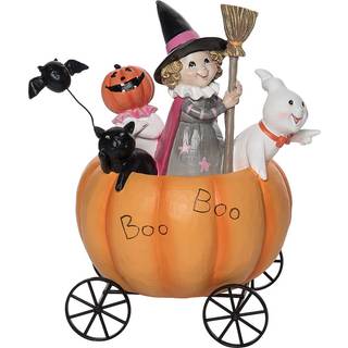Kürbis Wagen mit Trick or Treaters 22cm