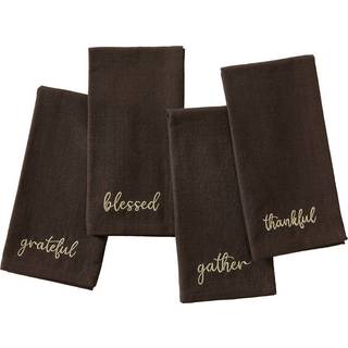 Elrene Home Fashions Harvest Fall Sentiment Broderede servietter sæt på 4 17 """" X17 """" Brown