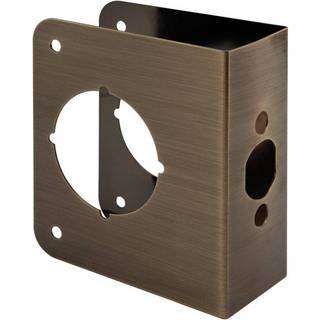 Prime-line U 9573 Messingl?s og d?rforst?rkningsplade til 1-3/4 tommer. Tykke d?re antik messing finish (enkelt pakke)