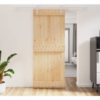 skydedør med monteringssæt 85x210 cm massivt fyrretræ