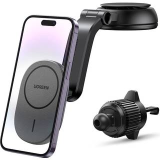 Ugreen MagSafe Biloplader 2-i-1 instrumentbræt/ventilbeslag - Sort