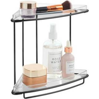 Mdesign stål/plast Fritstående bordplade hjørnehyldearrangør med 2 -lags opbevaring til badeværelses forfængelighed skabskan