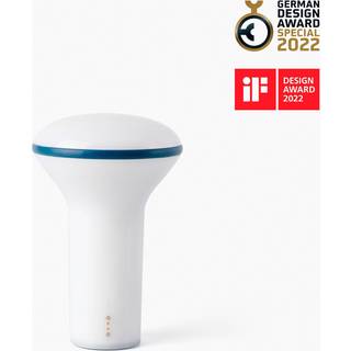 Buddy LED-bordlampe, hvid/blå, polycarbonat, Ø 11 cm