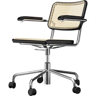 Thonet S 64 VDR Swivel Kontorstol med Armlæn Krom/Sort Bejdset Bøgetræ