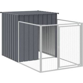 hundehus med løbegård 110x201x110 cm galvaniseret stål antracit