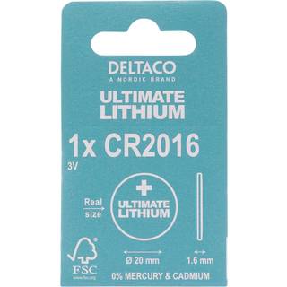 Deltaco Ultimate Lithium Battery CR2016 Button Cell - 1-pack