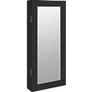 Væghængt Smykkeskab Med Spejl 30X8,5X67 Cm - Sort