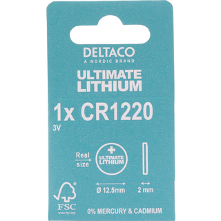 Deltaco Ultimate Lithium Battery CR1220 Button Cell - 1-pack
