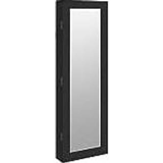 væghængt smykkeskab med spejl 30x8,5x90 cm sort