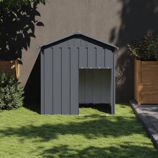 hundehus med tag 117x103x123 cm galvaniseret stål antracitgrå