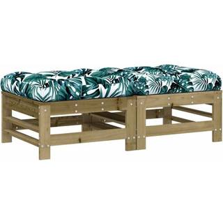 Havee Med Hynder Massivt Douglasgran - Brun / 2x fodskammel