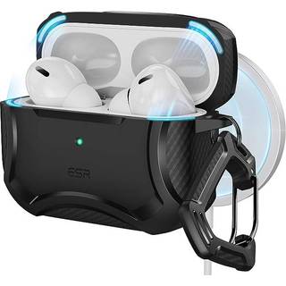 ESR Cyber Armor robust etui med HaloLock til AirPods Pro (2. gen/1. gen) - MagSafe-kompatibel, magnetisk låg, kraftig faldbeskyttelse, sort