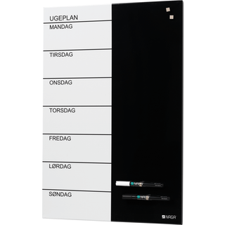 Naga stål ugetavle 600x400mm sort og hvid