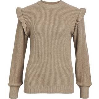 Herrena Ruffle Pullover Strik - Fossil - XS - Object