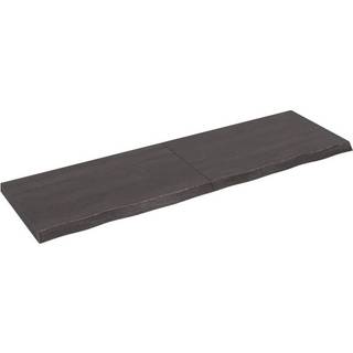 væghylde 200x60x(2-6) cm behandlet massivt egetræ mørkebrun