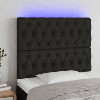 sengegavl med LED-lys 90x7x118/128 cm stof sort