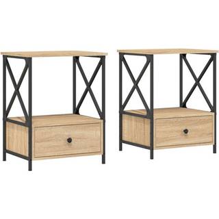 sengeborde 2 stk. 50x41x65 cm konstrueret træ sonoma-eg