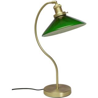 PR Home Axel bordlampe, messingfarvet, grøn glasskærm