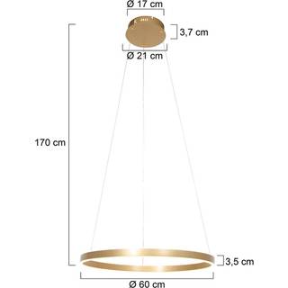 LED-hængelampe Ringlux, Ø 60 cm guld, 2 lk, guld