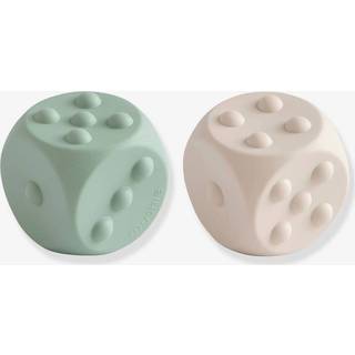 Mushie Silicone Dice Press Leget?j | Baby Sensory Play i 10+ m?neder (Cambridge Blue/Shifting Sand)