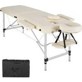 Massagebriks i aluminium med 2 zoner, polstring + taske - beige