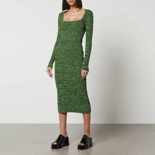 Ganni Ribbed-knit midi dress - green - XL
