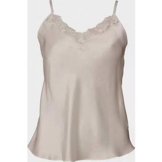 Lady Avenue Pure Silk Camisole With Lace - Pearlwhite - Small