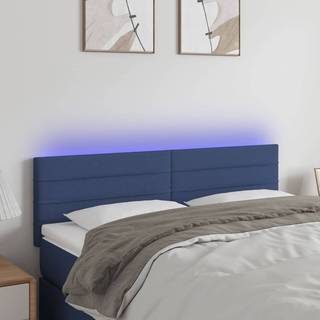 sengegavl med LED-lys 144x5x78/88 cm stof blå