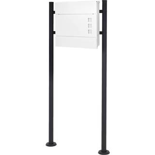 Brevkasse med avisrum 37x10,5x36,5 cm hvid/sort stål inkl. brevkasseholder
