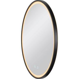 SLV Trukko LED-vægspejl IP44 CCT sort Ø 61cm
