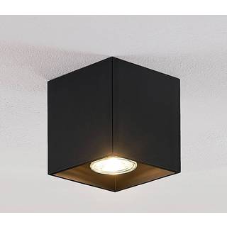 Lindby Parvin aluminium downlight, kantet, sort