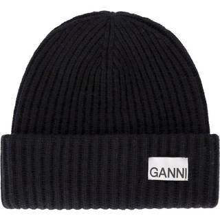 Structured Rib Beanie A4429 - Black - GANNI - Sort One Size