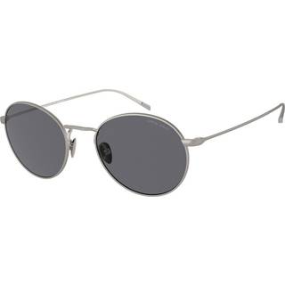 Giorgio Armani Mand AR6125 300381 Solbriller Metal Uigennemsigtig riffelstang Grå Rund Polariseret