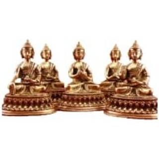 Dhyani Buddha statuer i messing - sæt med 5 stk.